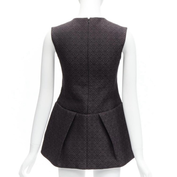OLD CELINE Phoebe Philo black cotton jacquard waterfall peplum top FR34 XS - Picture 3 of 6